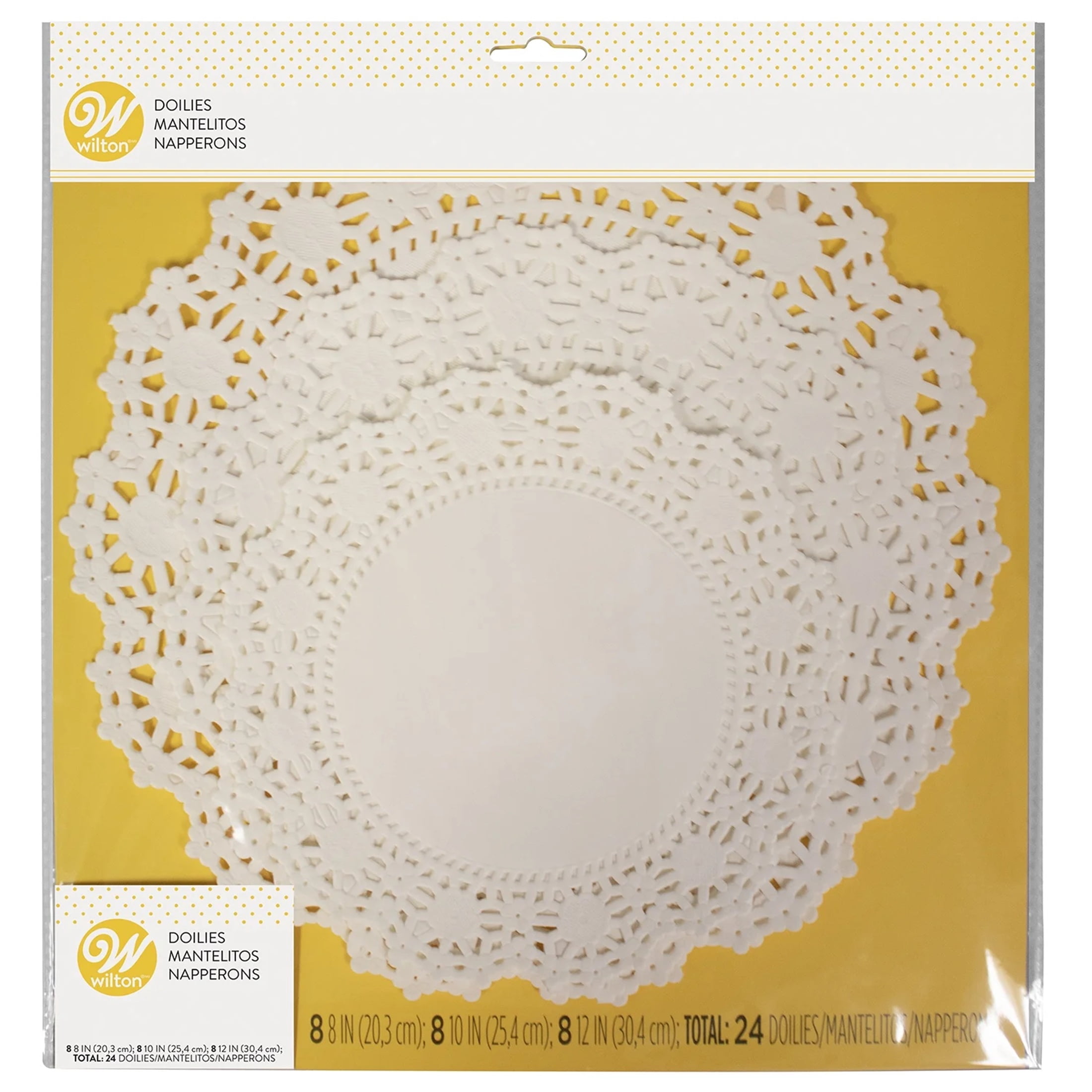 Wilton White Paper Doilies 8-inch 10-inch & 12-inch 24-Count Multipack Round Vintage Lace Pattern