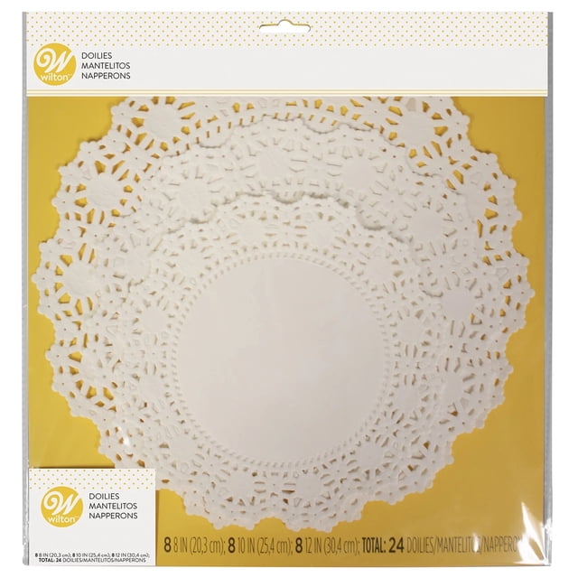 Withe Papir Wilton White Paper Doilies 8-inch 10-inch & 12-inch 24-Count Multipack ...