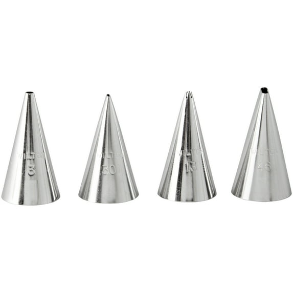 Wilton Writing Tip Set, 4-Piece, Stainless Steel