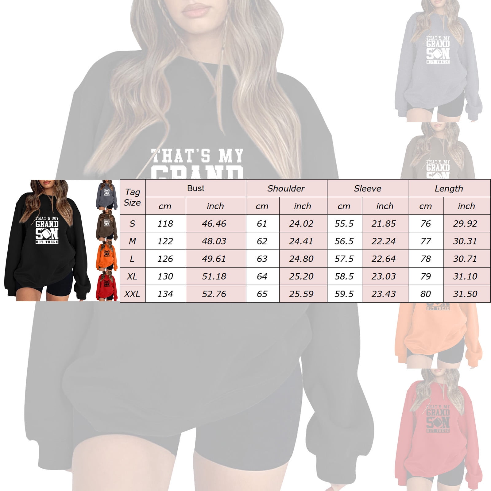 Wilucolt Women's Hoodless Sweatshirts Loose Fit Rugby Print Sweatshirt ...
