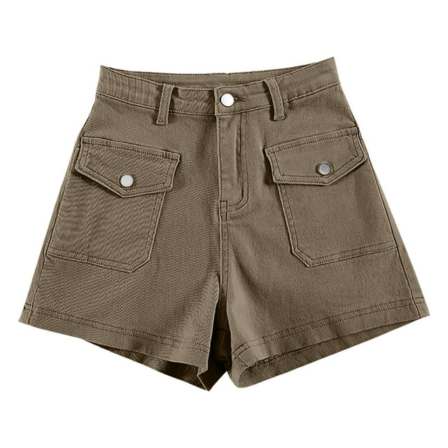 Wilucolt Women's Shorts Women's Casual Denim Shorts Mid Waisted Denim