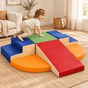Wilwolfer 6-Piece Soft Foam Playground Climbers for Toddlers, PU Leather Indoor Climbing Set