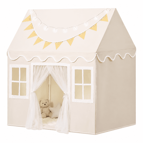 Wilwolfer Kids Play Tent for Toddlers with Padded Mat, Golden Indoor Playhouse for Boys and Girls