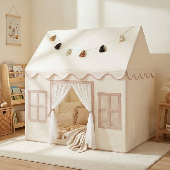 Wilwolfer Kids Play Tent for Toddlers with Star Lights & Play Mat Girls Indoor Playhouse Baby Toys