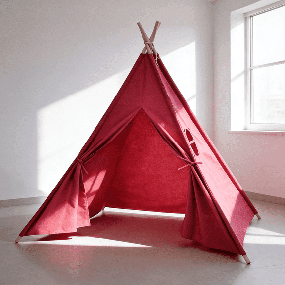 Wilwolfer Kids Teepee Tent Playhouse for Girls and Boys, Indoor Play Tent for Toddlers and Babies, Kids Play House Gift Toy (Rose Pink)