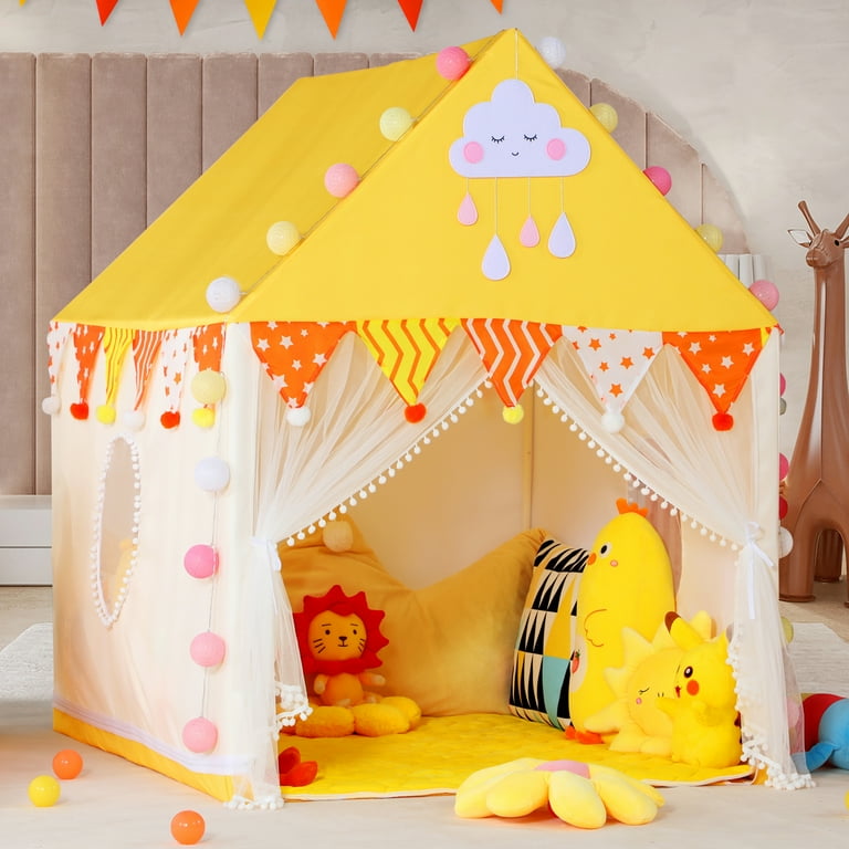 Wilwolfer Princess Play Tent for Kids 3-8 Years Girls Toys Yellow