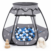 Wilwolfer Toddler Baby Ball Pit with 50 Balls, Kids Pop Up Play Tent for Ages 3 8, Indoor Outdoor Playhouse Toy Black