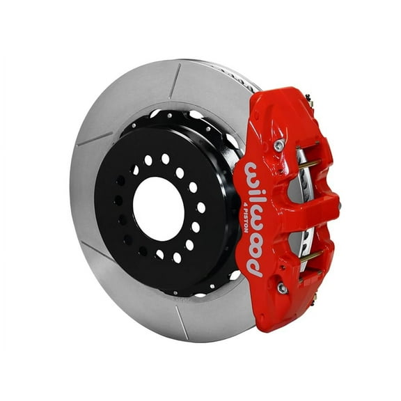 Wilwood 140-10945-R AERO4 Rear 14" Big Brake Kit With Red Calipers and Slotted Rotors, Compatible with GM Vehicles With 12-Bolt Special End Axle Flange, 3.15" Fixed Bearing and 2.81" Offset