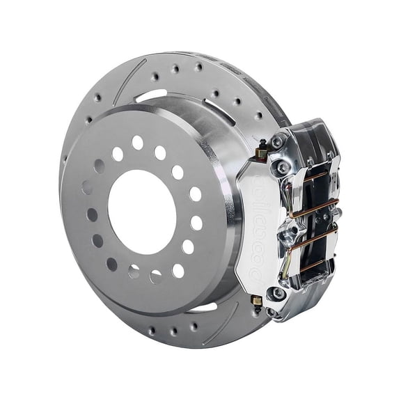 Wilwood 140-11389-ZP Dynapro 11" Rear Big Brake Kit With Polished Calipers and Drilled Zinc-Plated Rotors, Compatible with Big Ford New Rear Axle With 2.50" Offset