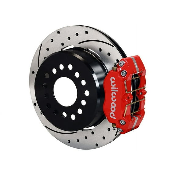 Wilwood 140-14400-DR Dynapro 11" Low-Profile Rear Big Brake Kit Red Calipers 1-Piece Drilled Rotors, Compatible with 1964-1974 Chevy 10-12 Bolt Staggered Shock Mount Rear Axle With 2.75-2.81 Offset