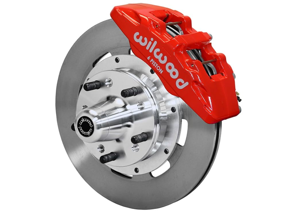 Wilwood Dynapro 6 Front Hub Kit 12.19in Drilled Red 55-57 Chevy main image 0