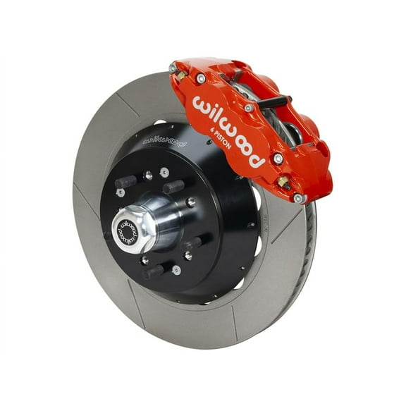 Wilwood 140-15410-R Front 14" Forged Narrow Superlite 6R Dust-Seal Big Brake Kit With Hubs Red Calipers and Slotted Rotors, Compatible with Custom Drop Spindle Vehicles