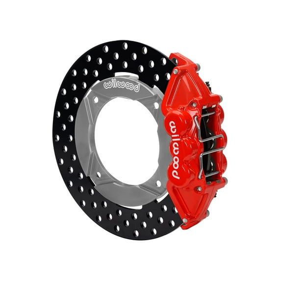 Wilwood 140-16633-DR Rear UTV6 Big Brake Kit with Red Calipers and Drilled Rotors for Polaris 2014-up RZR XP 1000 & 2020-up RZR RS1 & S 1000