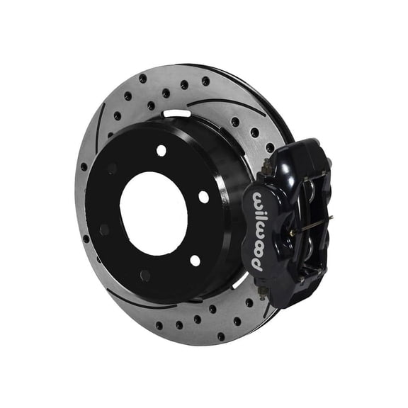 Wilwood 140-16711-D Dynapro Low-Profile 11" Rear P-Brake Big Brake Kit, Drilled, Black, Compatible with Chevy C-10, 2.46 Offset 6-luG
