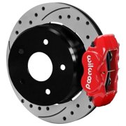 Wilwood 140-17541-DR 12.19 x 0.81 in. Drill-Slot Rear Drum to Disc Converter Big Brake Kit for 1988-1998 Chevy Silverado Forged Dynalite - Red