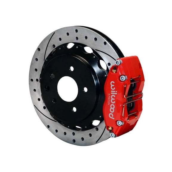 Wilwood 140-7006-DR Dynapro 4 Rear 12.19" Big Brake Kit With Red Calipers & Drilled Rotors, Compatible with 1999 2000 2001 2002 2003 2004 2005 2006 2007 Impreza/WRX