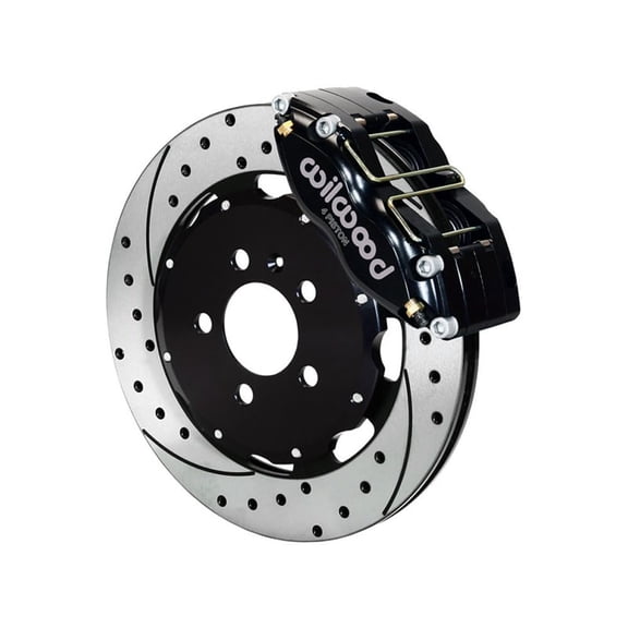 Wilwood 140-8292-D Dynapro Radial 12.19" Front Hub Big Brake Kit With Drilled Rotors and Black Calipers, Compatible with 1995-2000 Chrysler, Dodge, Eagle, Mitsubishi Cars