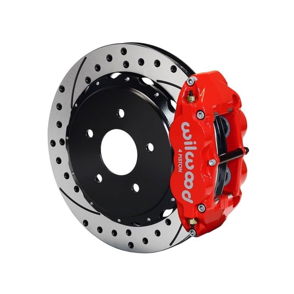 Wilwood 140-9830-DR Forged Narrow Superlite 4R Drilled & Slotted Red, Compatible with 13" Rear Big Brake Kit 1998-2002 Camaro/Firebird