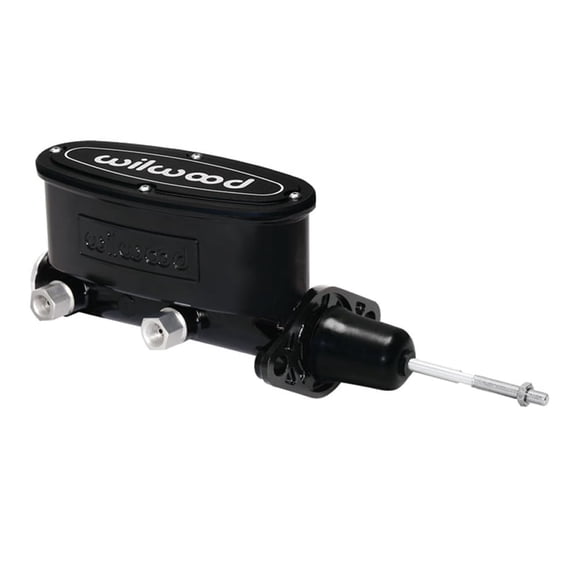 Wilwood 260-9439-BK Tandem-Outlet Master Cylinder with Pushrod - 7/8" Bore, Black E-Coat Finish, Compatible with Most Mid-1960s-Newer Domestic Vehicles