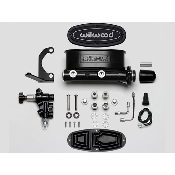 Wilwood 261-13269-BK Aluminum Tandem Master Cylinder With Bracket & Proportioning Valve, 1.0" Bore, Black E-Coat FinisH