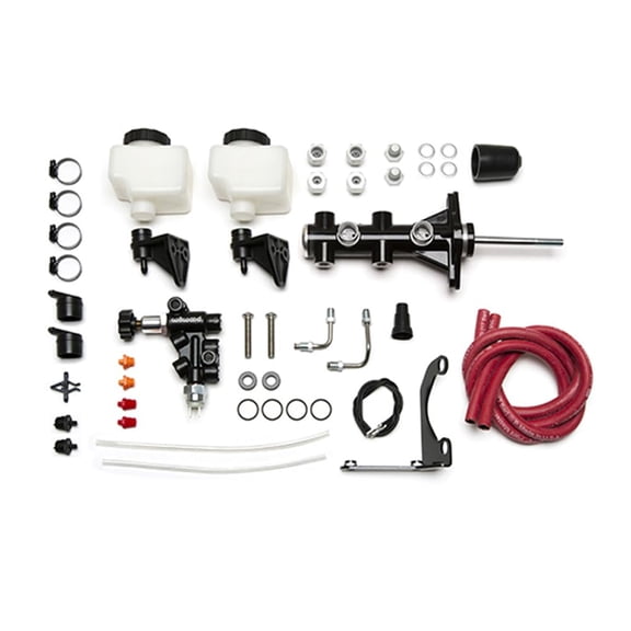 Wilwood 261-14391-BK Remote Tandem Master Cylinder With Proportioning Valve, Pushrod & Bracket, 1.12-inch Bore, Black E-Coat FinisH