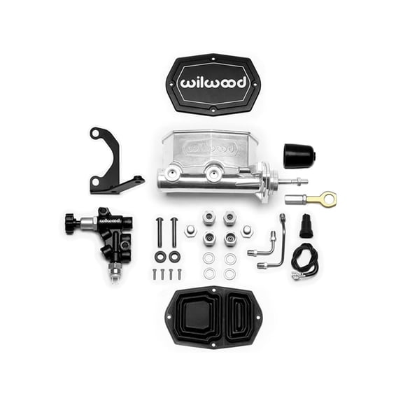 Wilwood 261-15523-P Compact Tandem Master Cylinder With Proportioning Valve, Pushrod & Left-Hand Bracket, 15/16-inch Bore, Media Burnished Finish, Compatible with 1964-1972 Ford MustanG