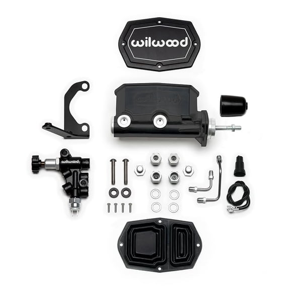 Wilwood 261-15659-BK Compact Tandem Master Cylinder With Proportioning Valve, Pushrod & Right-Hand Bracket, 7/8-inch Bore, Black E-Coat FinisH
