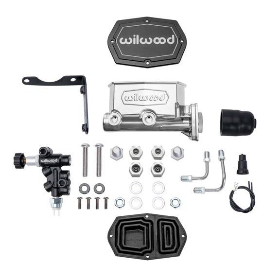 Wilwood 261-16798-P Tandem Compact Chrome 1-1/8" Bore Master Cylinder Kit with L/H Bracket & Proportioning Valve Compatible with CDP 4-BolT