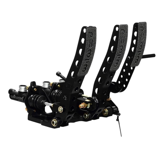 Wilwood 340-12410 Floor Mount Brake, Clutch and Throttle Triple Pedal Assembly Without Throttle Link, Black E-Coat Finish