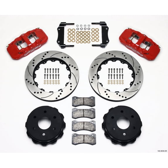 Wilwood AERO4 RearTruck Kit 14.25in Drill Red 1999-2010 GM 1500-SUV 2 Piston OE Caliper