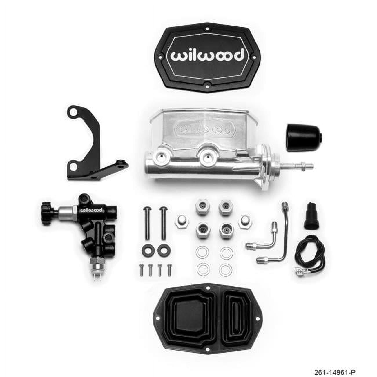 Wilwood 261-14961-P 0.87 in. Bore Compact Tandem M-C with Bracket & Valve - Ball Burnished