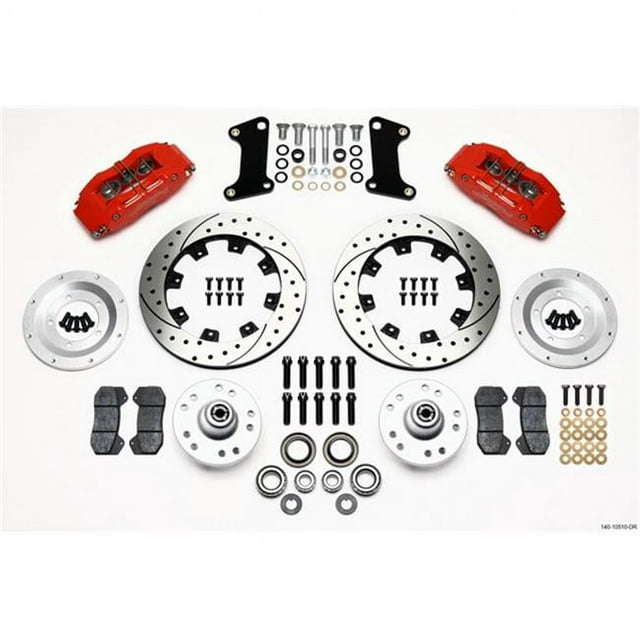 Wilwood Dynapro 6 Front Hub Kit 12.19in Drilled Red 67-69 Camaro 64-72 Nova Chevelle