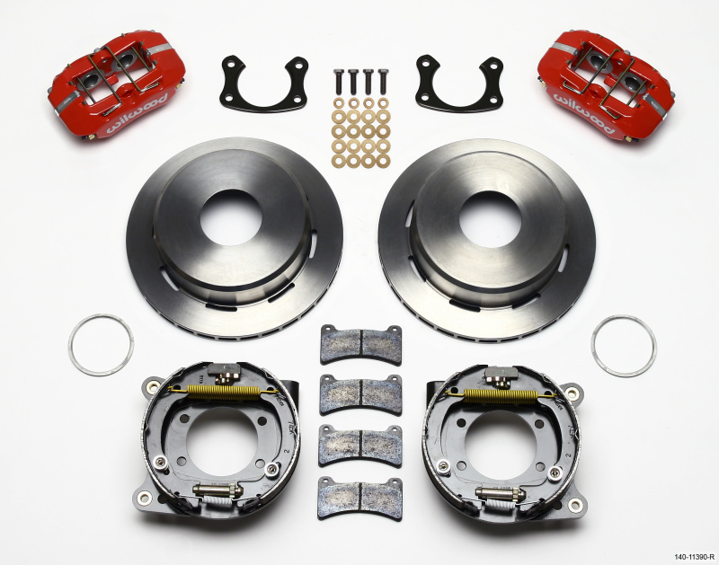 Wilwood D154 P/S Park Brake Kit Red Jeep Dana 35 2.56 Off 5-lug w/ lines main image 1