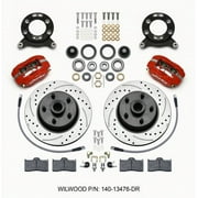 Wilwood Forged Dynalite-M Front Kit 11.30in 1 PC Rotor&Hub Drill-Red 1965-1969 Mustang Disc & Drum
