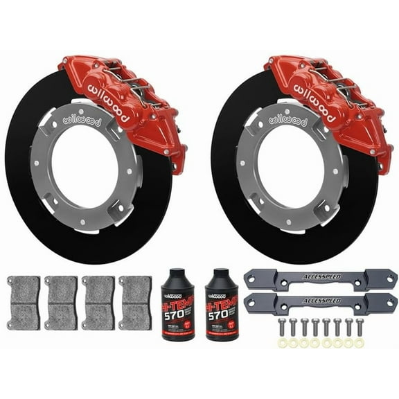 Wilwood Front UTV Big Brake Kit Combo with Red Calipers, Plain Rotors & Brake Fluid, For 2019-up Honda Talon 1000