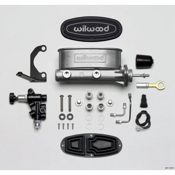 Wilwood HV Tandem M/C Kit w L/H Bracket & Prop Valve - 7/8in Bore-W/Pushrod - Early Mustang