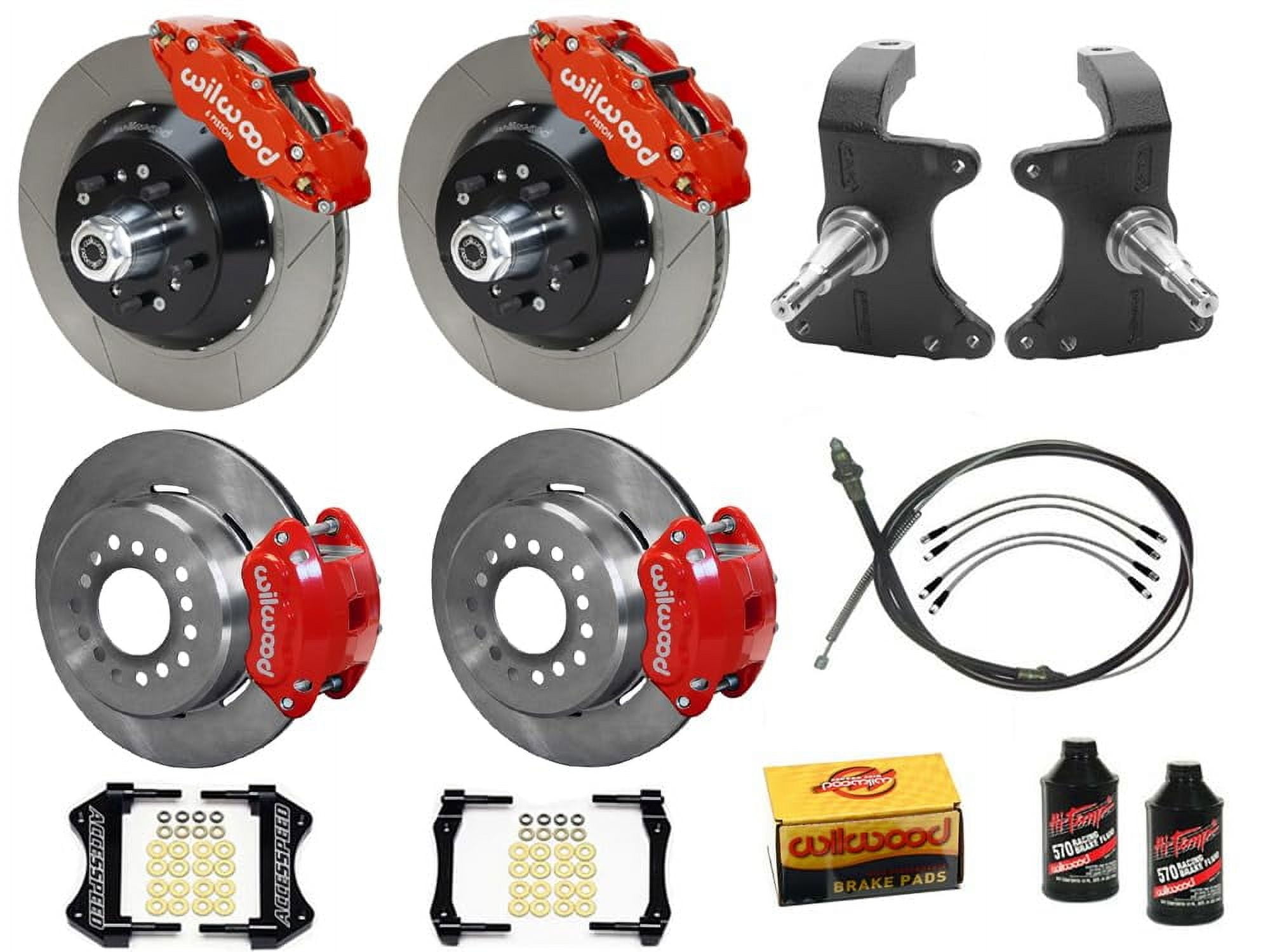 Wilwood 140-12569-R Wilwood D154 P/S Park Brake Kit Red Chevy C-10 2.42 Offset 5-lug main image 1