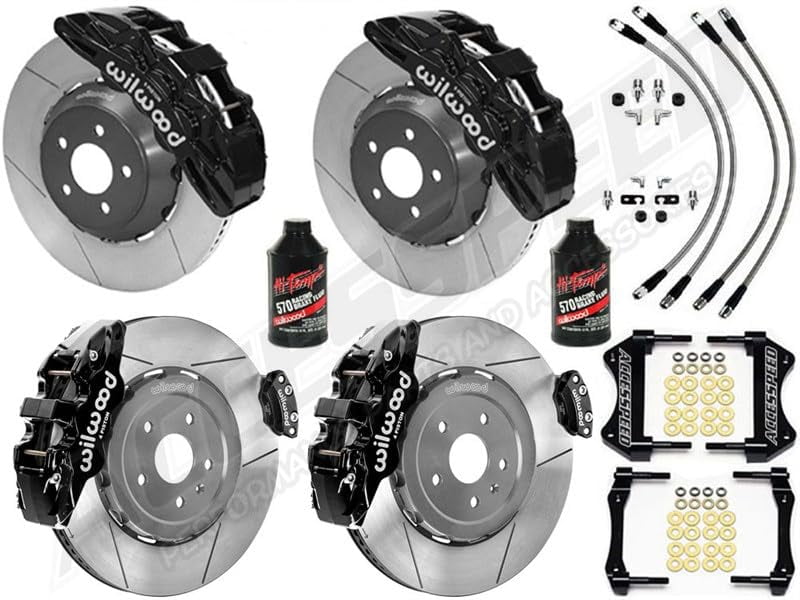 Wilwood 140-15743 Wilwood SX6R Front Brake Kit 15in Slotted Black w/ Lines 14+ Chevy Corvette C7