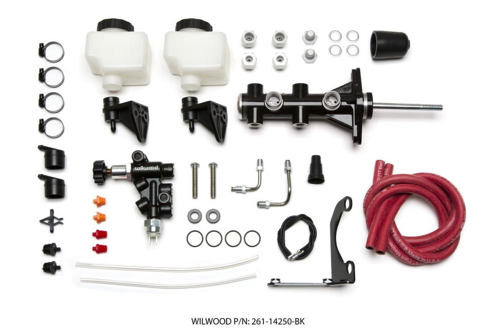 Wilwood Tandem Remote M/C Kit w L/H Brkt & Prop Valve - 15/16in Bore Black-W/Pushrod