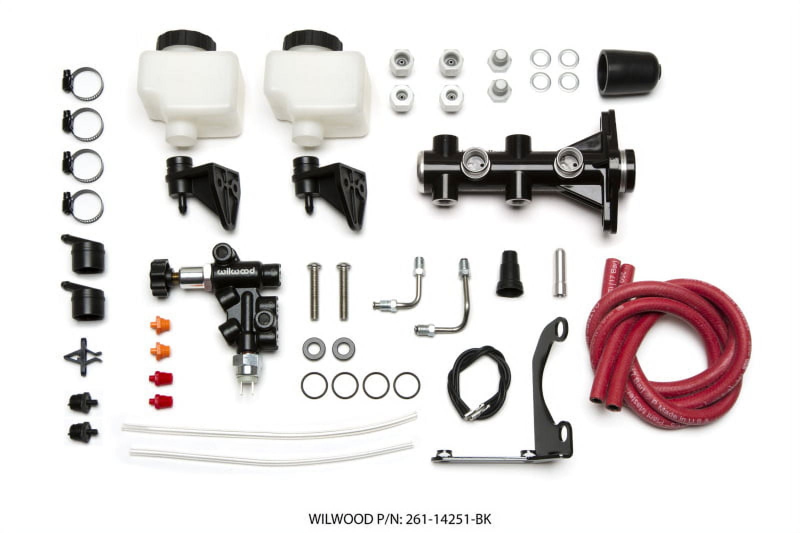 Wilwood Tandem Remote M/C Kit w L/H Brkt & Prop Valve - 1in Bore Black
