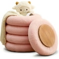 thumbnail image 1 of Wimarsbon Round Storage Ottoman, Modern Sherpa Footstool, Teddy Vanity Stool with Flip-Top Tray, Makeup Chair for Home Decor, Upholstered Footrest for Living Room & Bedroom (Pink S), 1 of 14