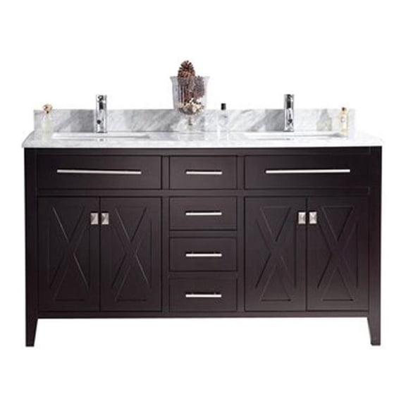 Wimbledon - 60 - Brown Cabinet + White Carrera Counter