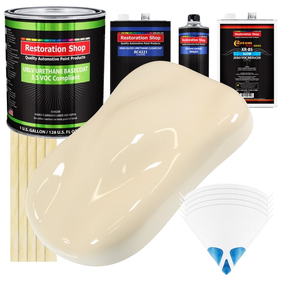 Wimbledon White Low VOC SLOW 1 Gallon Auto Paint Kit URETHANE BASECOAT Clearcoat