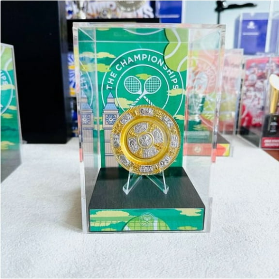 Wimbledon Women's Singles Tennis 8cm Metal Trophy with Display Case, Christmas Halloween Gifts