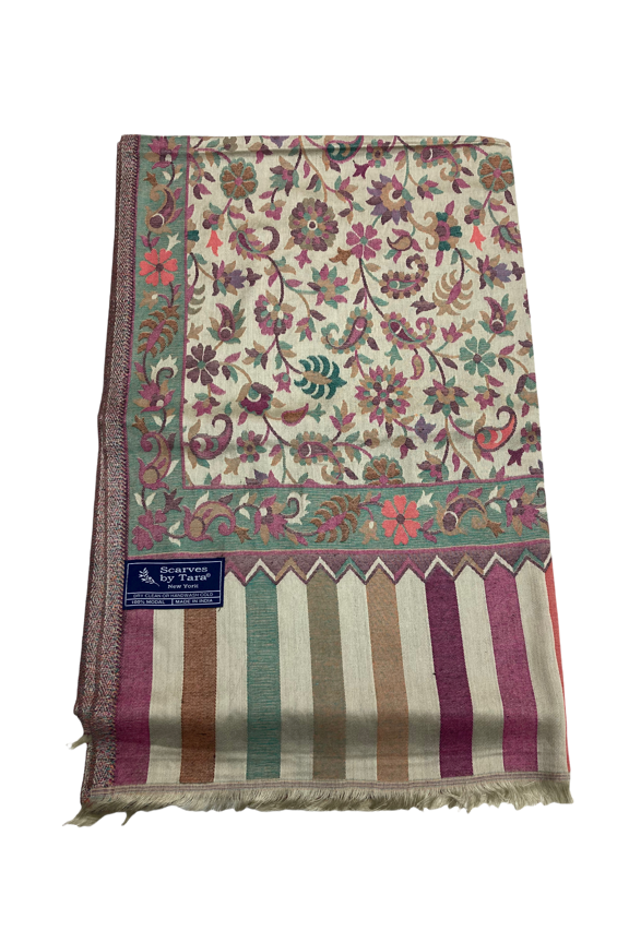 Wimborne White and Purple Modal Scarves with Intricate Floral Patterns Summer Spring Accessory great for Casual Events
