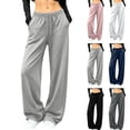 thumbnail image 1 of Wimens Pants Ndbuld Womens Drawstring Elastic High Waist Wide Leg Sweatpants Loose Casual Soft Fleece Lined Track Pants With Pockets Fall Winter Workout Jogge Dark Gray M, 1 of 6