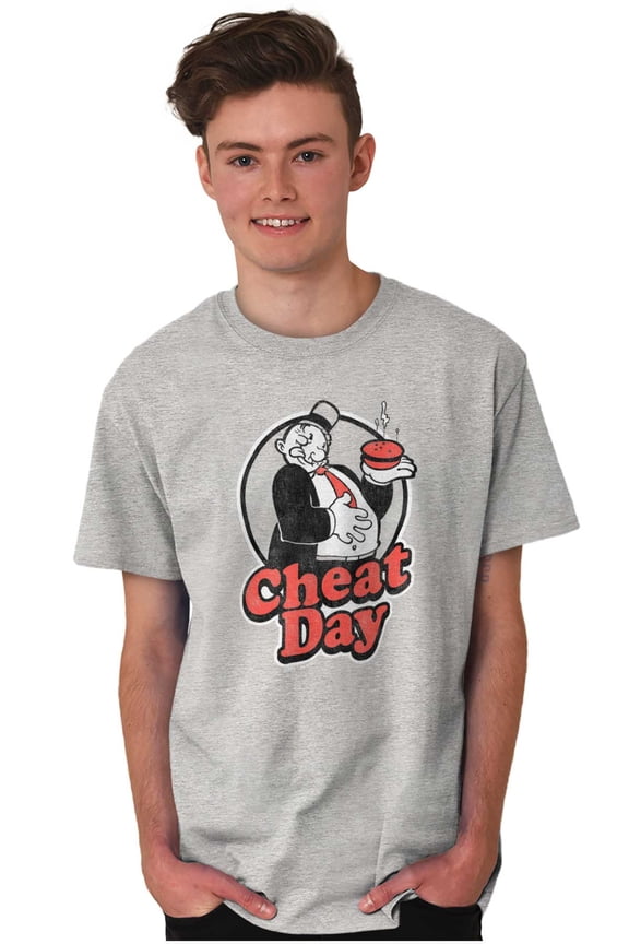 Wimpy Cheat Day Popeye Sailor Man Unisex Plus Size Graphic Tee Brisco Brands 2X