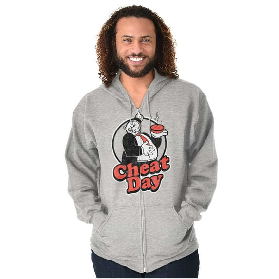 Wimpy Cheat Day Popeye Sailor Man Zip Up Hoodie Men's Women's Brisco Brands L