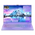 thumbnail image 1 of 【Win 11 Pro/MS Office 2019】16" Purple Laptop,Ultra-Narrow Bezel 2.5K QHD IPS (2560x1600),Celeron N95 (3.4GHz), 16GB RAM 1T SSD,Color Backlit KB, Face Unlock, USB-C/HDMI/WiFi/BT, for Business Study, 1 of 9