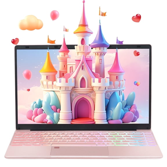 14" Rose Gold Laptop with 2.5K UHD (2560x1440) IPS Display, Celeron N95 CPU, DDR4 16G RAM, 512G SSD, Color Backlit KB, Fingerprint Reader,Thin and Portable, WIFI,